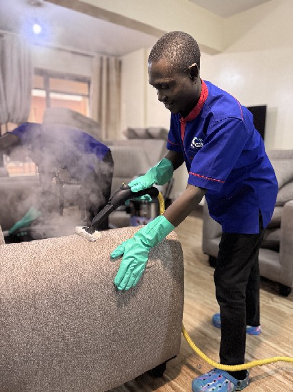 Sofa steam cleaning service.